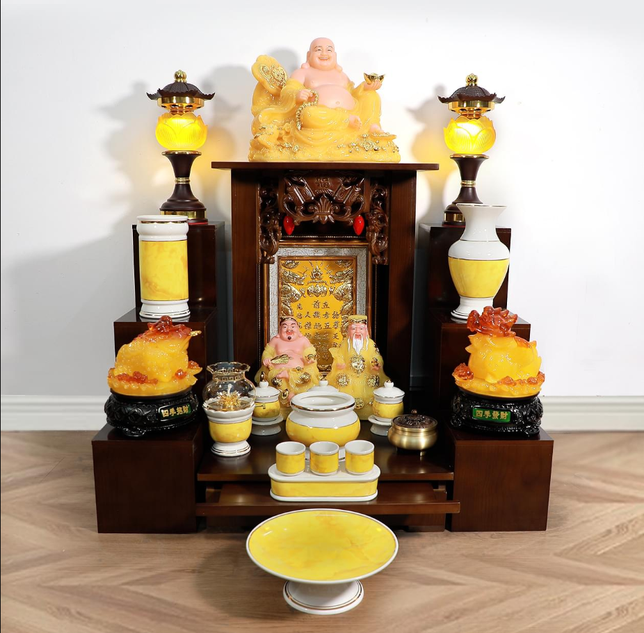 BỘ BÀN THỜ THẦN TÀI THỔ ĐỊA MÁI BẰNG CHÂN TRƠN